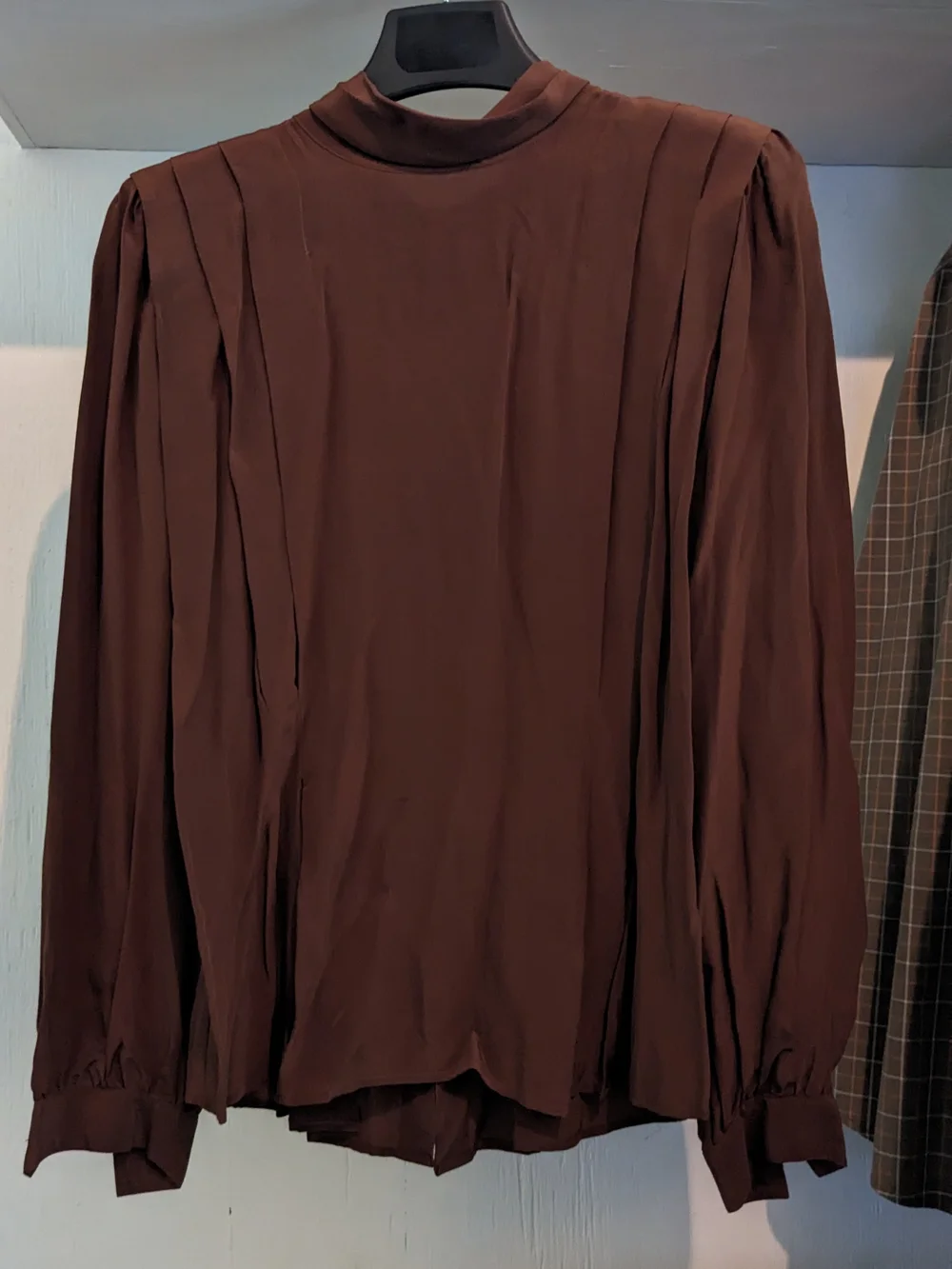 Chocolate Brown Tie-Back Blouse 100% Silk Quiet Luxury Rich Girl